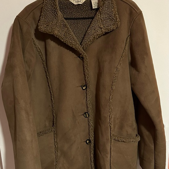 Vintage L.L. Bean Brown Faux Suede Microfiber Jacket Coat - Picture 1 of 8